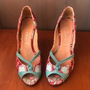 Cascadei Floral Fabric Print Heels